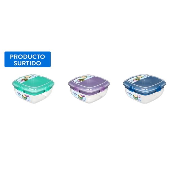 Hermético Para Ensalada + Sandwich 1.63 Litros Plástico 1 Piezas Surtido