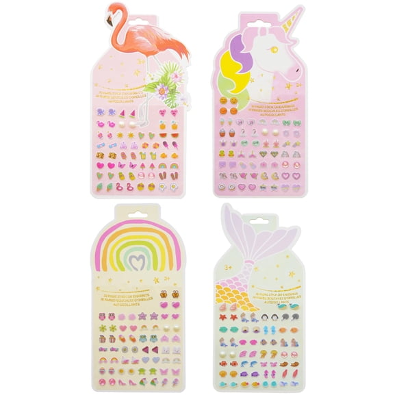 Pendientes Adhesivos Con Forma De Unicornio 3d Para Niñas 120 Pares