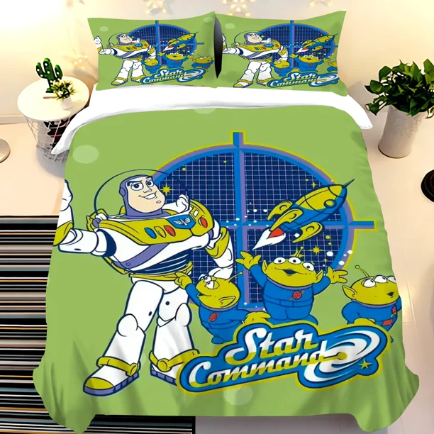 Cartoon Quilt Cover with Toy Story Bedding Set Buzz Lightyear Pillowcase and Girls and Boy Bed Sheets