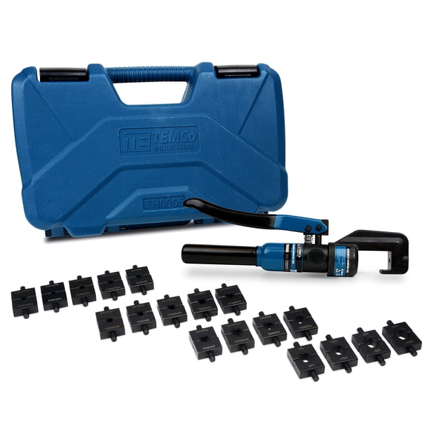 Crimpadora hidráulica para terminales de cable TEMCo TH0006, 5 toneladas, 18 matrices