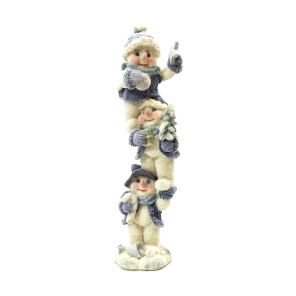 Torre con forma de muñeco de nieve Barjan 1256440B, terciopelo, resina, 20 cm, azul
