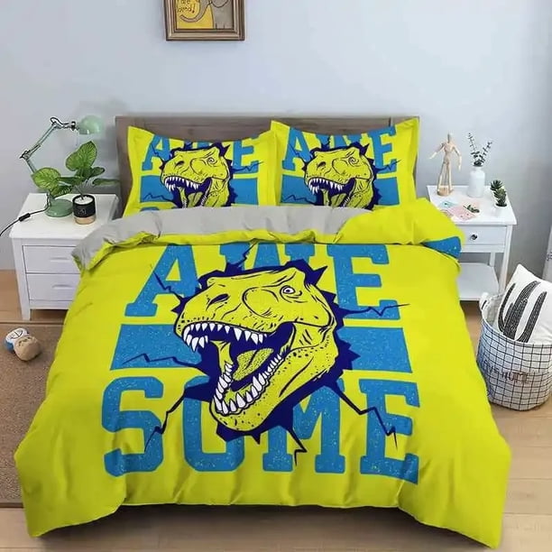 Cartoon Dinosaur Duvet Cover Jurassic World Theme Bedding Set Kids Ancient Animals Polyester Quilt Cover