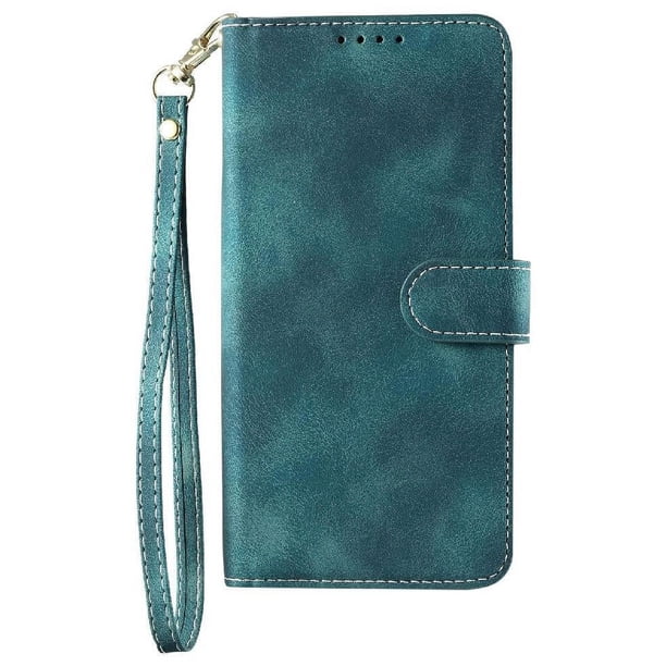 Funda Cartera para Samsung Galaxy S21 Ultra Tapa con Ranuras, Soporte y Correa Verde