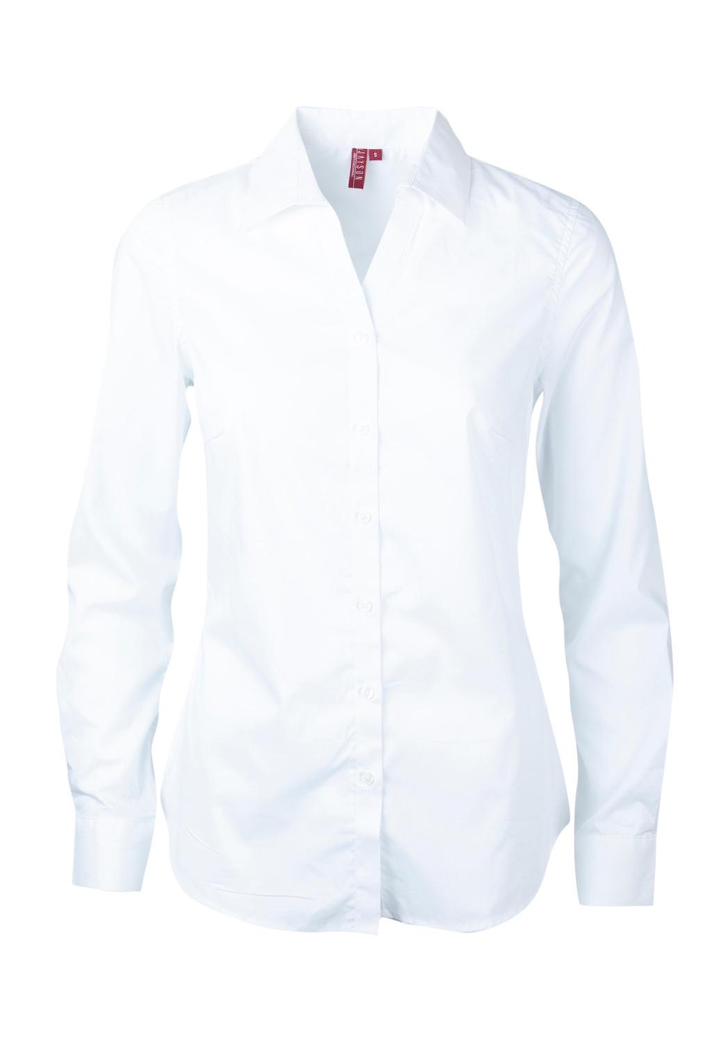 Jayson - Blusa Trevira Spandex Cuello V M/L Blanco Xs