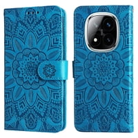 Funda Tipo Cartera Foxdock Para Xiaomi Poco X7 5G , Diseño Girasol En Relieve, Cuero Pu, Cierre Magnético, Soporte Y Tarjetero