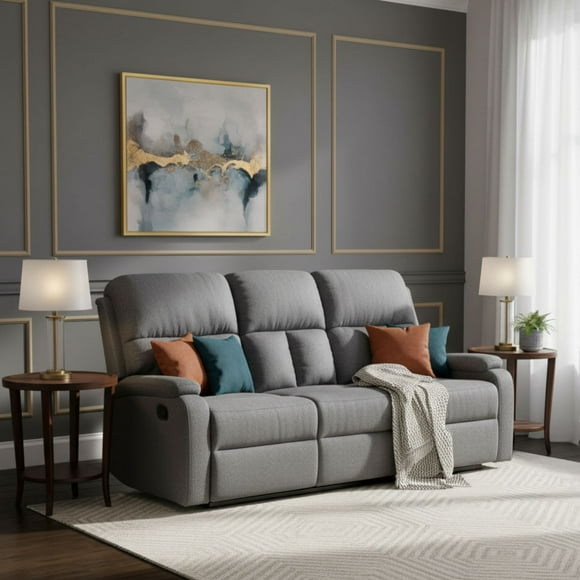 Sofá Reclinable 3 Cuerpos Gris Moderno Matheus PK8071SGR