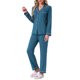 thumbnail image 4 of INSPIRE CHIC Conjunto de Pijamas para Mujer de Manga Larga con Botones, Cuello con Muesca, Ropa de Estar y Pantalones con Cordón y Bolsillos, Talla Mediana Azul Pavo Real, 4 of 6