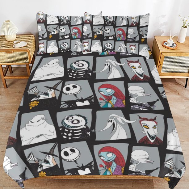 The Nightmare Before Christmas Duvet Cover Set 3 Piece Bedding Set Double Sided Printing Decorative Comforter Cover Set