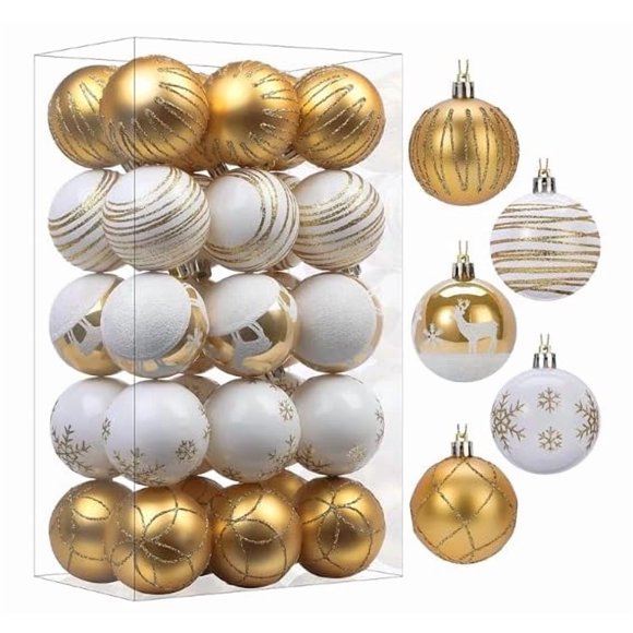 Adornos Navideños SHareconn 30 uds 60 mm Dorado y Blanco