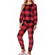 thumbnail image 4 of INSPIRE CHIC Conjuntos de Pijama para Mujer, Franela Impresa, Manga Larga, Parte Superior y Pantalones Térmicos, Conjunto de 2 Piezas para Dormir, XL Rojo, 4 of 6
