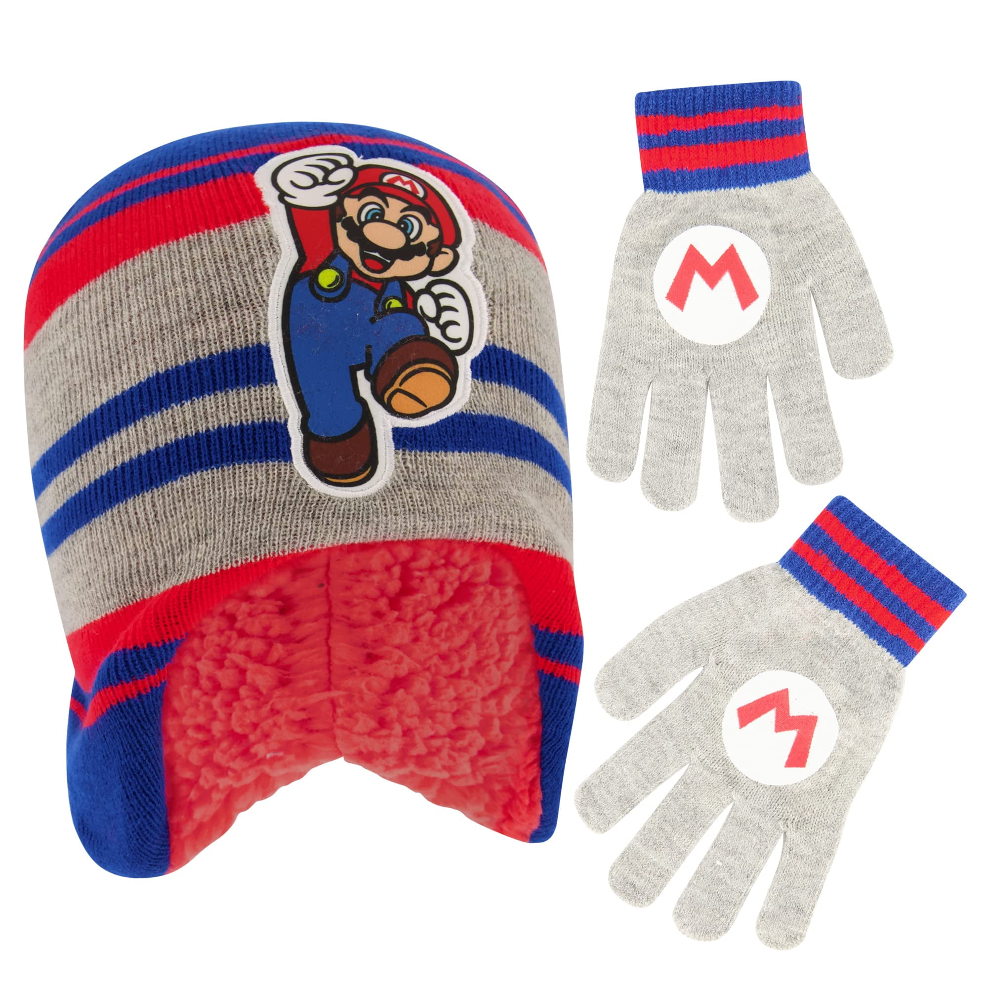 Set De Gorro De Invierno Y Guantes Para Niños Nintendo Super Mario De 4 A 7 Años