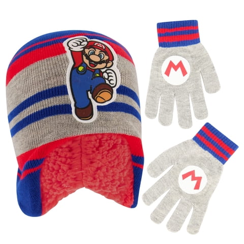Set De Gorro De Invierno Y Guantes Para Niños Nintendo Super Mario De 4 A 7 Años