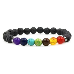 Millam - Pulsera Unisex Elástica 7 Chakras Piedras Volcánicas Y Multicolor