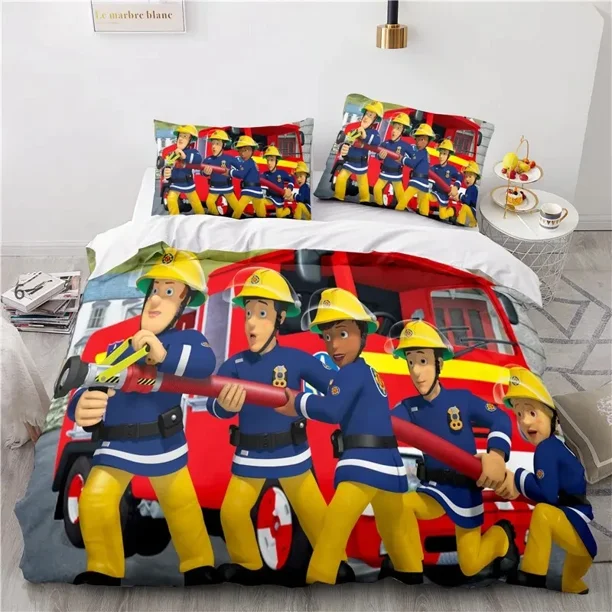Cartoon Fireman Sam Toys Bedding Set Duvet Cover Bed Set Quilt Cover Pillowcase Comforter Boys Adult Bedding Set Bed Sheets