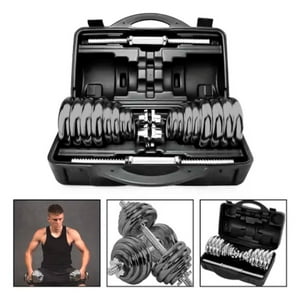 Set De Mancuernas Acero Gris Boomfit Ajustable 30 Kg Maletín