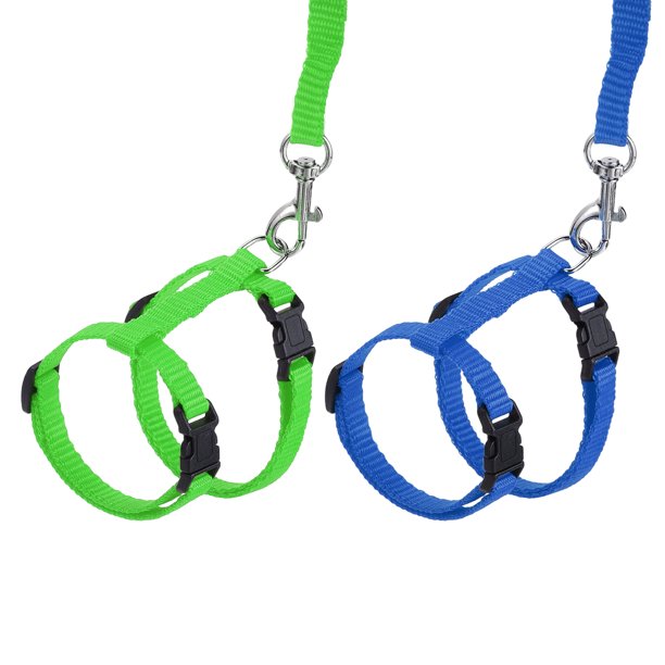 Uxcell 2Pcs Arnés y Correa para Conejo a Prueba de Escape Arnés para Animales Pequeños Correa Suave Ajustable Hebilla Verde Hierba Zafiro para Paseo de Cachorros