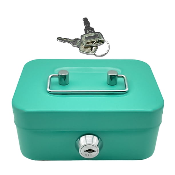 Caja De Dinero Con Cerradura Con Mango Superior Modern Metal Birthinter Case Bloqueking Verde