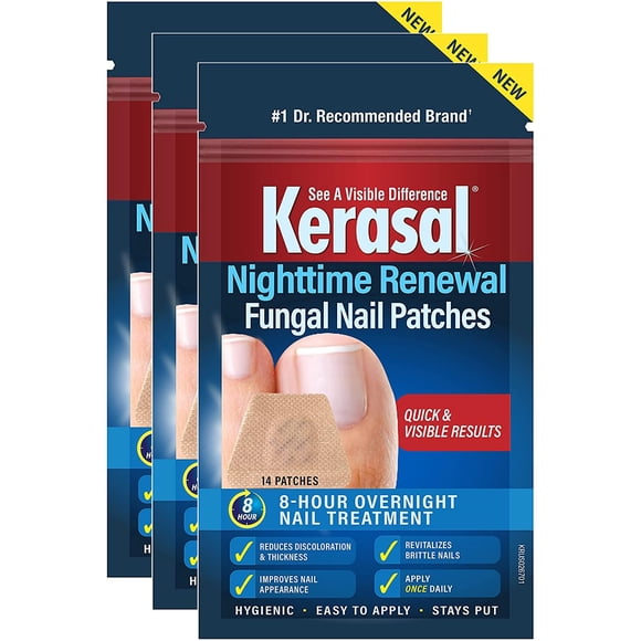 Parches para uñas con hongos Kerasal Nighttime Renewal, 14 parches, paquete de 3