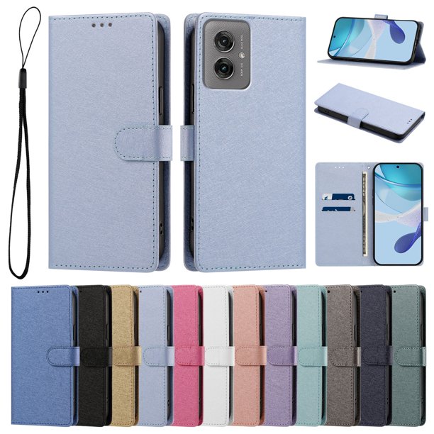 Cartera Funda para Motorola Moto G55 Carga Inalámbrica, Azul Cielo