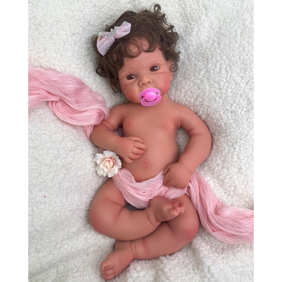 Muñeca de silicona Oppaionaho con boca abierta, 48 cm, con pelo para niña