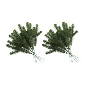 Bothyi - 24 Ramas De Agujas De Pino Artificiales Para Decoración De Fiestas, Hojas De Pino Artificiales, Ramitas De Color Verde Intenso
