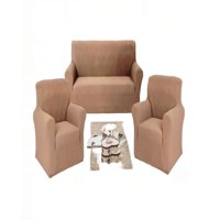 Genérico - Set De Fundas De Sofa Cuadrille 3+1+1 Color Café Claro
