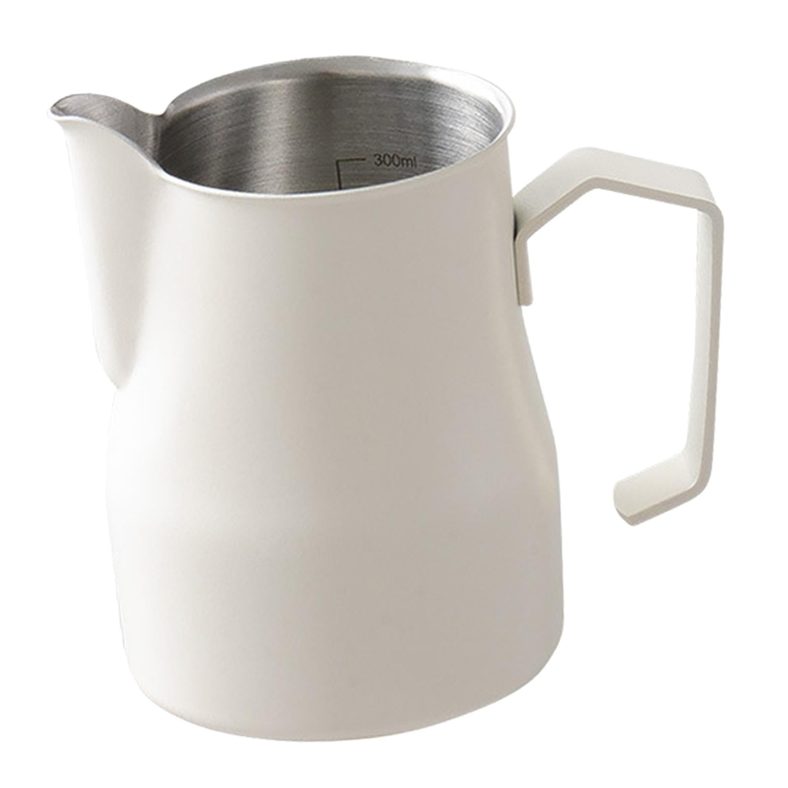 Magideal - Jarra Para Espumar Leche, Acero Inoxidable Con Báscula Jarra Para Espumar Leche Piezas De La Máquina De Espresso Jarra Para Vaporizar Espresso Para , 350ml Beige