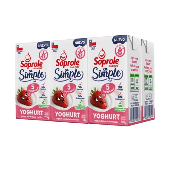 Soprole Yoghurt En Simple Frutilla 6x115g