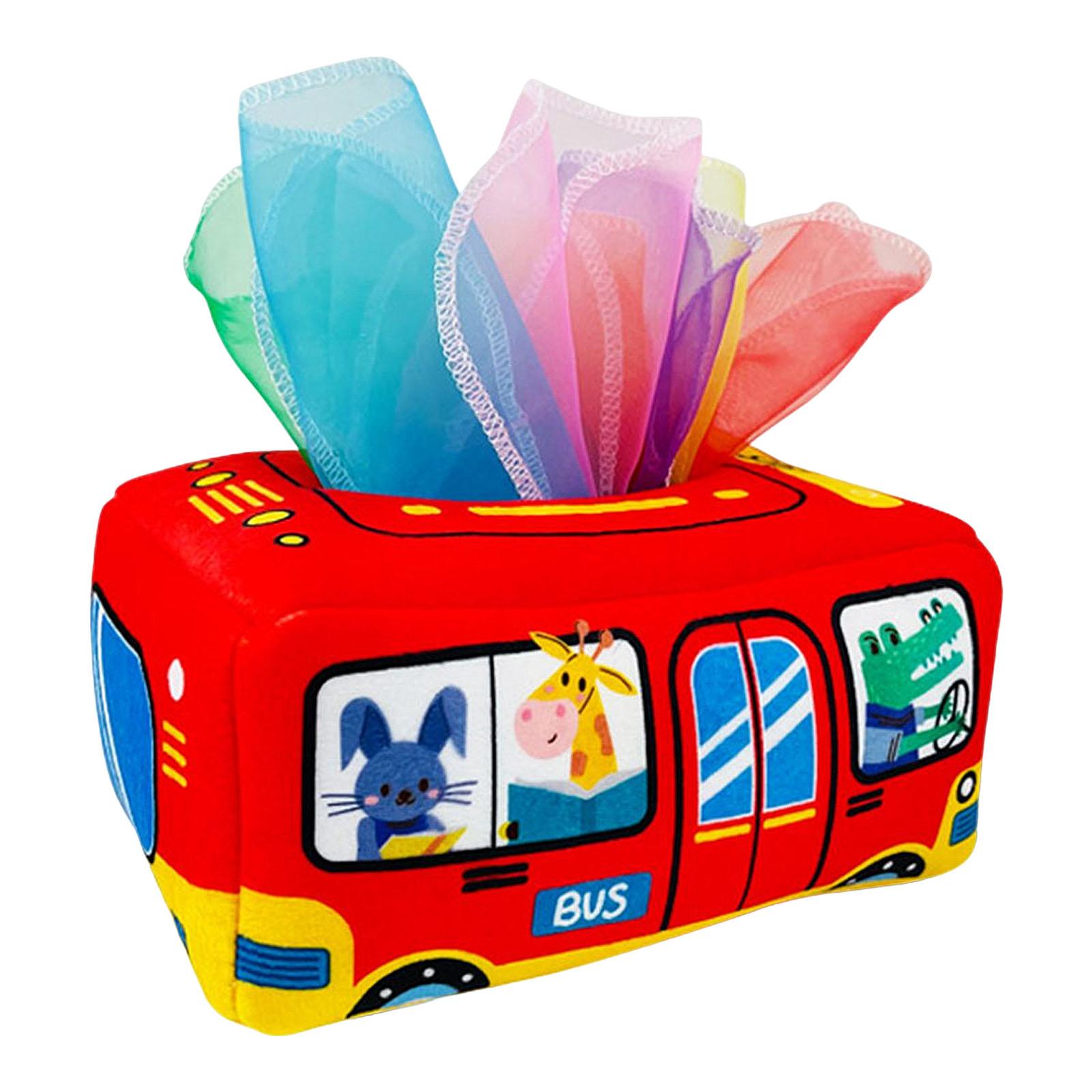 Magideal - Caja De Pañuelos Montessori Para Bebés, Juguetes De Aprendizaje Temprano Con Bufanda, Juguetes De Desarrollo Interactivo Para Niños, Niñas, Regalos De , Iac 18Cmx12Cmx9Cm