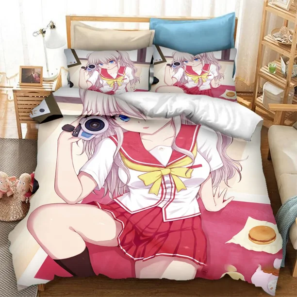 3PCS Single-sideded Quilt Cover Anime Charlotteed Bedding Sets Comfortable Bedspreads Comforter Duvet Birthday Gift Bed Sheets