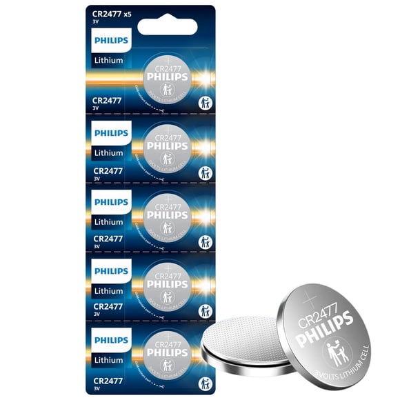 Batería de litio Philips CR2477 de 3 V, paquete de 5, 10 años de vida útil