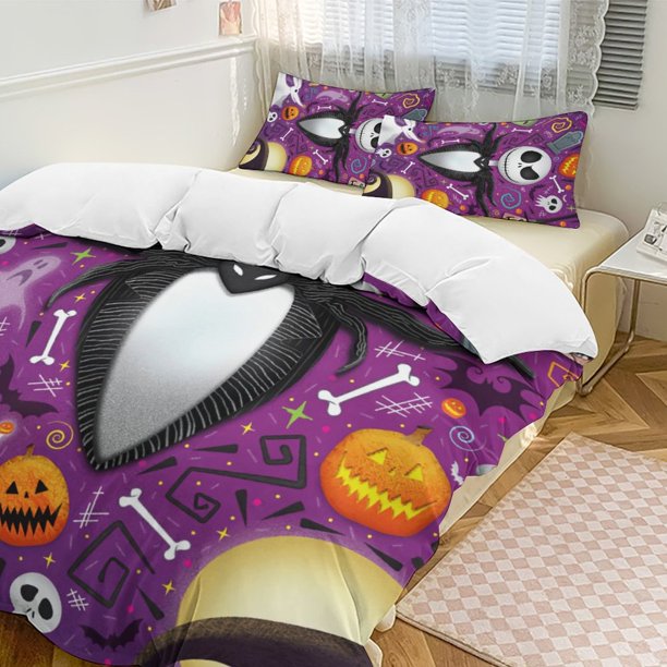 Purple King The Nightmare Before Christmas Comforter Set Soft 3 Pcs Twin Bedding Sets Thicken for All Season