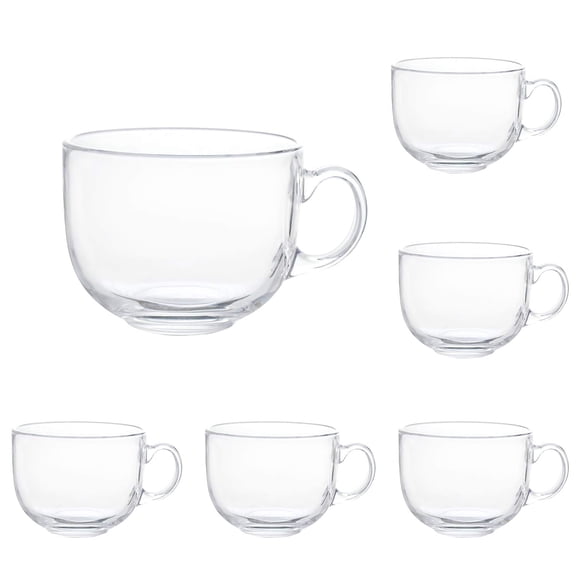 Taza Maredash Glass Jumbo de 473 ml con asa para café, té y sopa, 6 unidades
