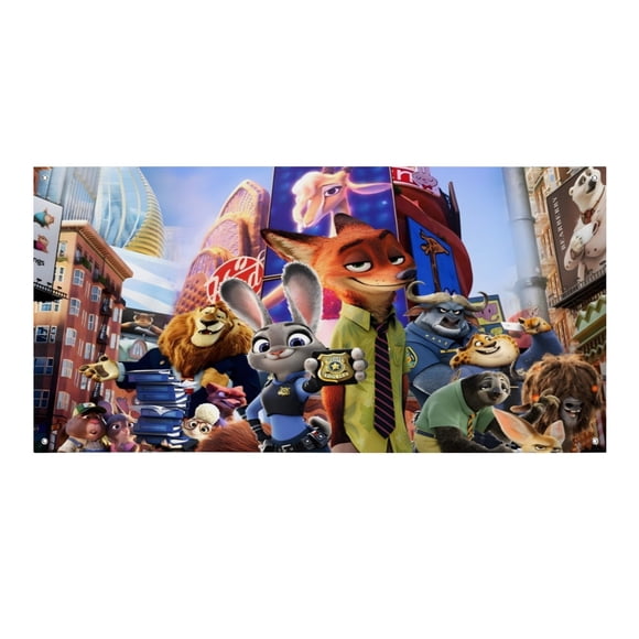 Zootopia Fondo Temático Pancarta Suministros de Decoración para Fiesta de Cumpleaños, Decoración de Fondo de Fiesta Personalizado,150x90cm