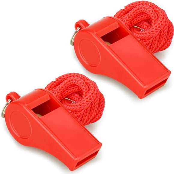 Silbato Fya rojo, muy fuerte, 120 dB, 2 piezas con cordón