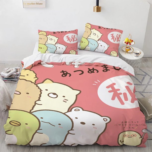 Anime KawaiiSumikko Gurashi Bedding Set Boys Girls Duvet Cover Pillowcase Bed Kids Adult