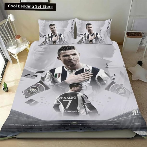 x1829 Bed SheetsFootball Star Ronaldo Bedding Set Duvet Cover / Piece Set Bedroom Decoration Lightweight Comfortable Soft 3-Piece Bedding Set (1 Duvet Cover + 2 Pillow Shams) nj1829