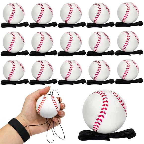 Pelotas de rebote con correa para muñeca BICHENHWAI, 16 piezas, 6 cm