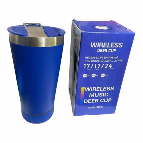 Vaso Térmico 473Ml Parlante Inalámbrico Rgb Music Beer - Azul.