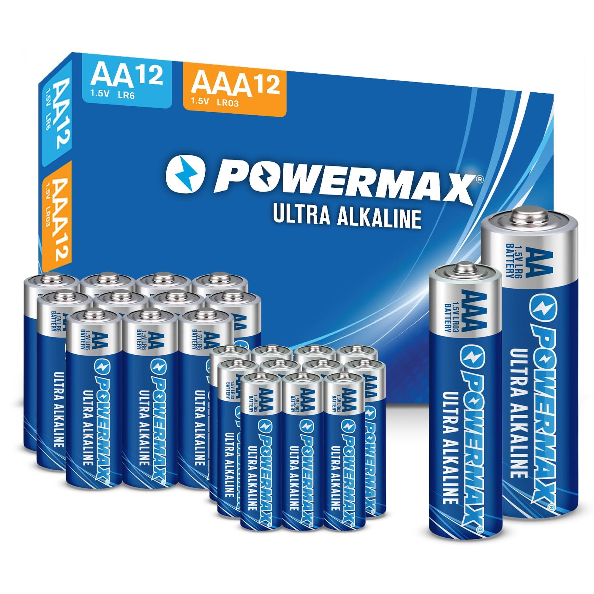 Paquete Combinado De Pilas Alcalinas Powermax De 24 Unidades Aa/aaa