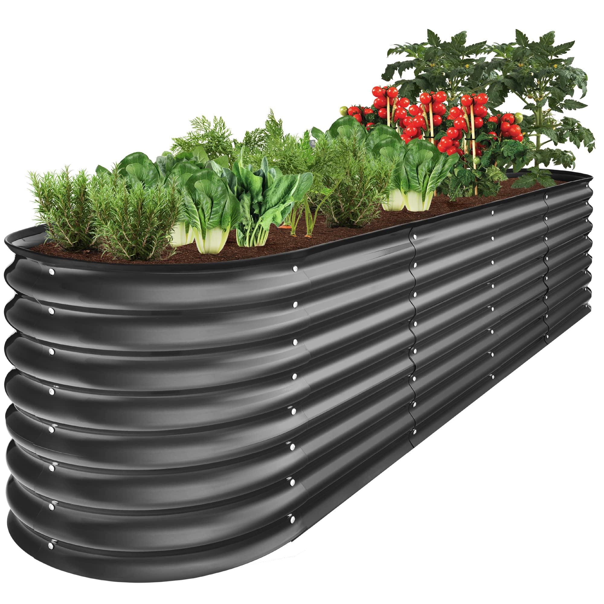 Best Choice Products - Cama De Jardín Elevada De Metal Best Choice, 8 X 2 Pies, 215 Galones, Color Carbón
