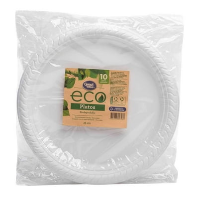 Plato Biodegradable 25 Cm 10 Un Great Value