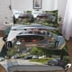 thumbnail image 1 of Juego De Cuna De Coches De Lujo Protector De Colchón Deportivo Diseño De Vehículo Futurista En 3d Microfibra Juego De 3 Piezas Con Cremallera Y 2 Fundas De Almohada, 1 of 3