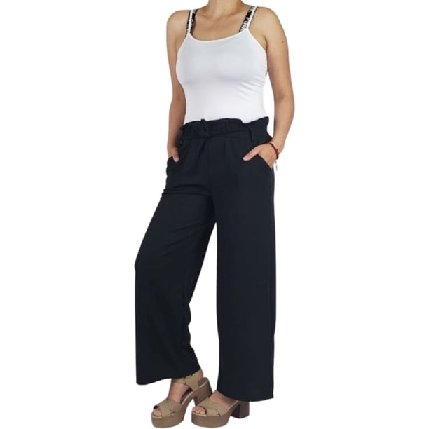 Pantalon Palazzo Verano Mujer Cintura Elasticada Bolsillos 709