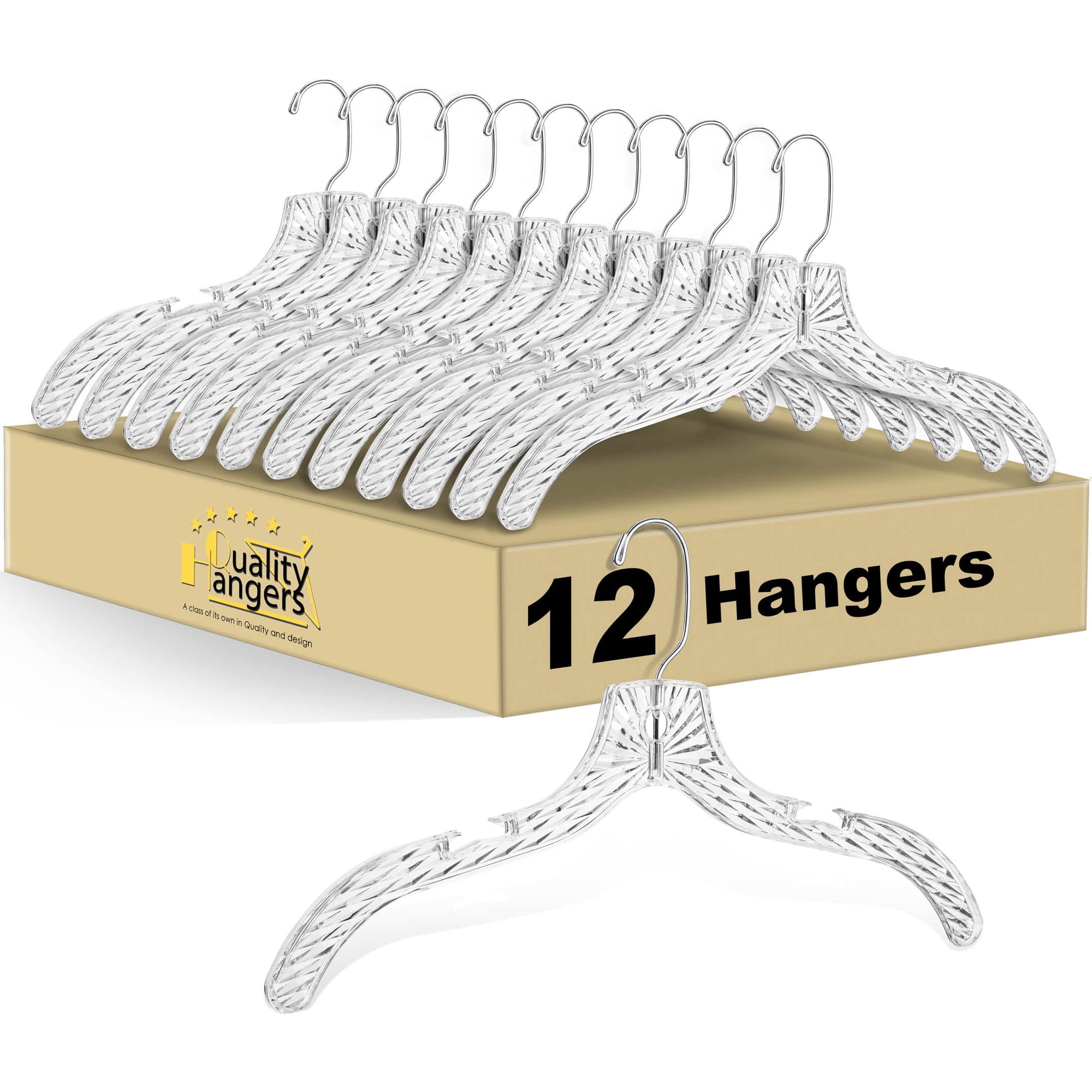 Quality Hangers - Perchas De Plástico De Calidad Crystal Cut, Paquete De 12