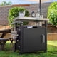 thumbnail image 2 of K&K 39.5" Outdoor Grill Cart with Storage Cabinet, Outdoor Bar Cart Pizza Oven Table with Wheels, Stainless Steel Top, Outdoor Kitchen Island with Spice & Paper Rack for BBQ, Waterproof Cover Included, 2 of 3