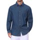 thumbnail image 1 of Camisa de mezclilla para exteriores de manga larga con bolsillo en el pecho para hombre, S, azul oscuro, 1 of 6