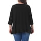 thumbnail image 3 of Agnes Orinda Conjuntos de Halloween Blusas de Tallas Grandes para Mujeres con Frente Plisado, Dobladillo con Volantes, Cuello Redondo, Manga 3/4, Túnica Casual de Corte Amplio 3X Negro, 3 of 6