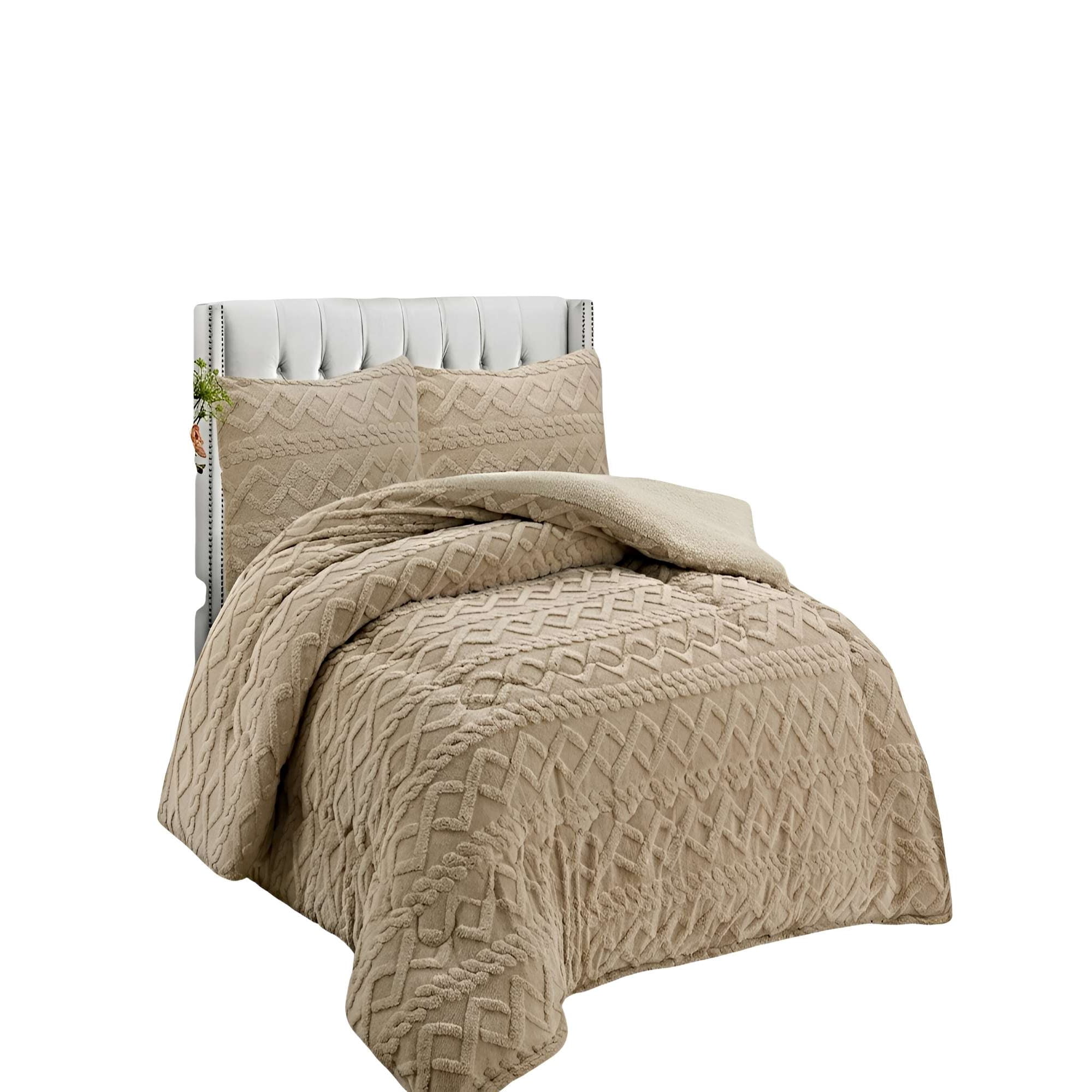 Genérico - Set Cobertor De Invierno Con Textura 1 5 Plaza 180x200cm P Café C