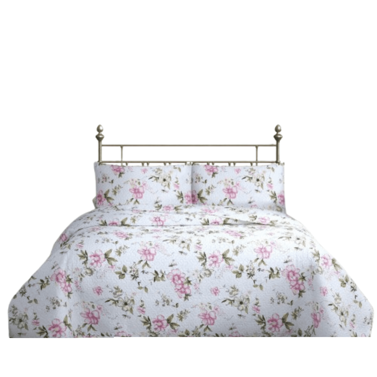 Genérico - Cubrecama Quilt Reversible Queen 220 X 240 Cm Estampado Rosa Flowers Collection Martiné
